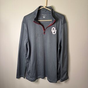 oklahoma Sooners 1/4 zip mens long sleeve pullover size XL champion grey and red